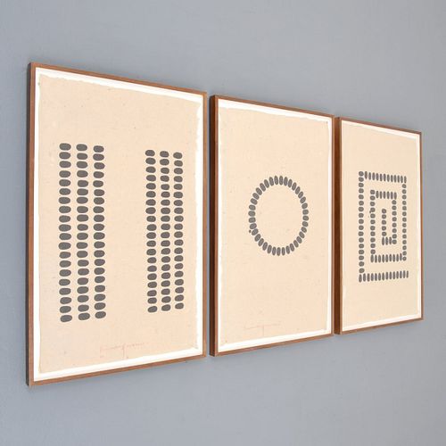 3 Richard Long Geometric Lithographs, Signed Proofs