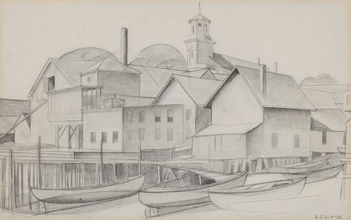 George Copeland Ault, Untitled (Seaside Docks), 1922