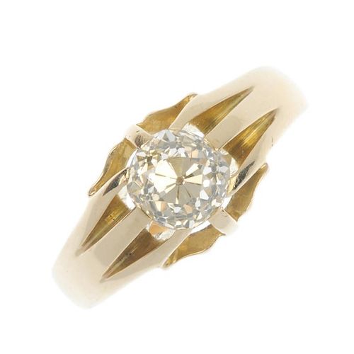 A gentleman's late Victorian 18ct gold diamond single-stone ring. The old-cut diamond, within an elo