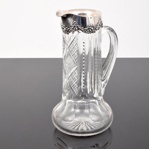Mauser Sterling Silver & Cut Glass Pitcher