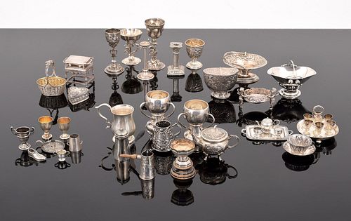 Sterling Silver Miniatures & Display Cabinet; Table Top Theme