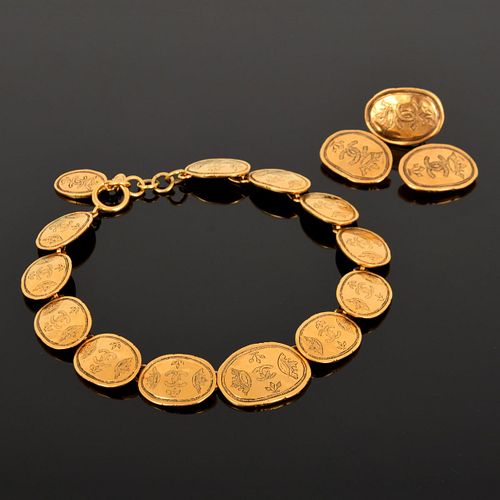 Chanel Regal Crown CC Medallion Necklace/3 Earrings