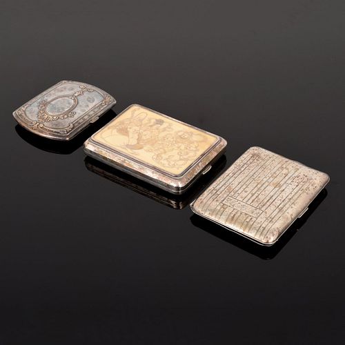 3 Silver Cigarette/Card Cases