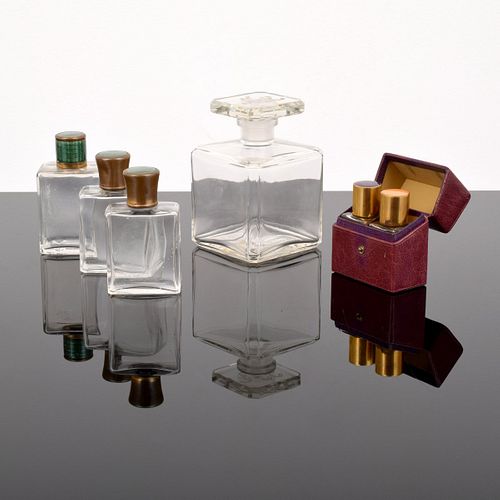 4 Vintage Perfume Bottles & Travel Set