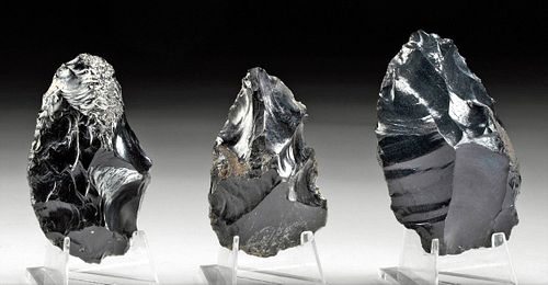 Group of 3 Colima Obsidian Scrapers