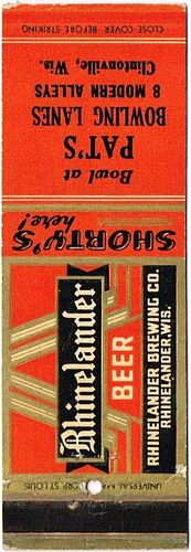 1933 Rhinelander Beer  - Pat's Bowling Lanes, Clintonville, Wisconsin WI-RHINE-2