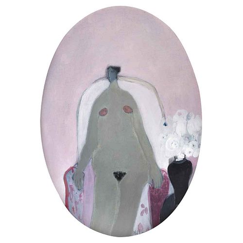 JOY LAVILLE, Mujer sentada, 1973, Firmado, Óleo sobre tela, 49.5 x 34.5 cm, Con constancia | JOY LAVILLE, Mujer sentada, 1973, Signed, Oil on canvas, 