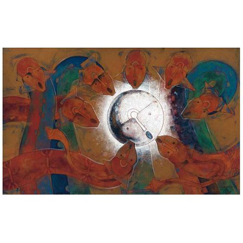 ROLANDO ROJAS, Sin título, Firmado, Óleo y arena sobre tela, 100 x 160 cm, con certificado | ROLANDO ROJAS, Untitled, Signed, Oil and sand on canvas, 