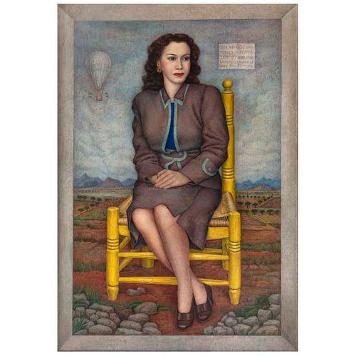 JUAN O'GORMAN, Retrato de Pepita Sánchez Patiño, Firmado y fechado 1947, Temple sobre fibracel, 70 x 48.7 cm, Con documentos | JUAN O'GORMAN, Retrato 