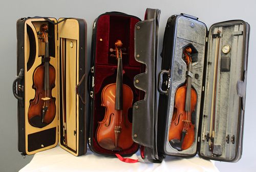 Group of 3 Violins in Soft Cases