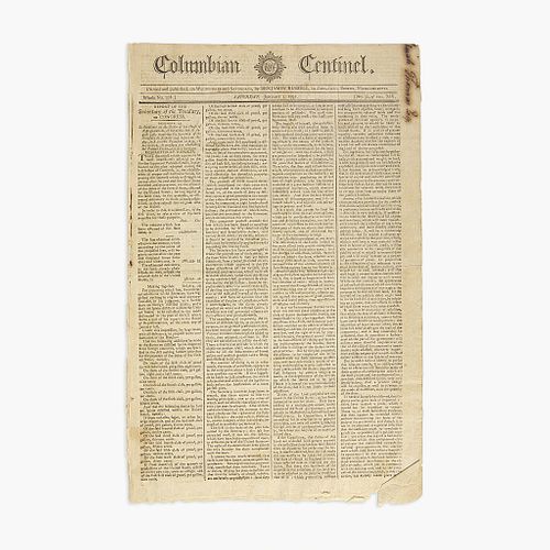 [Hamilton, Alexander] [Public Credit, etc.] Group of 3 Issues of the Columbian Centinel