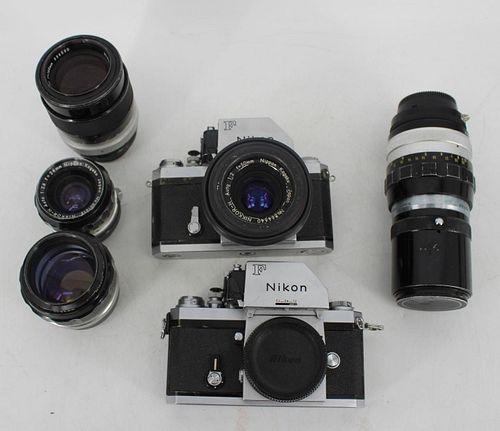 Vintage Nikon F Lot - 2 Bodies, 5 Lenses