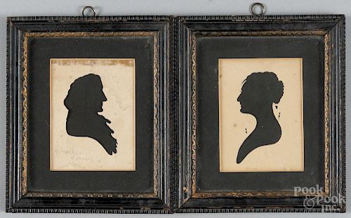 Pair of Peale's Museum hollowcut silhouettes of a man and woman