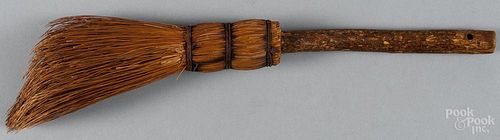 Early small hearth broom, 19th c., 19'' l.  Provenance: The Estate of Bernard B. Hillmann