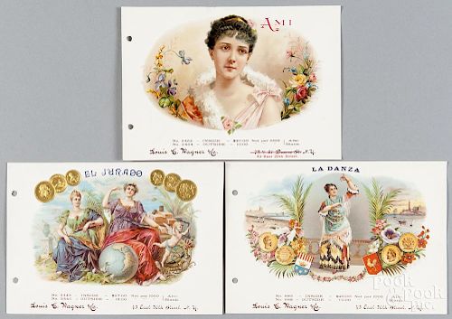 Six Louis Wagner & Co. cigar box sample labels, ca. 1900, to include El Jurado, La Danza