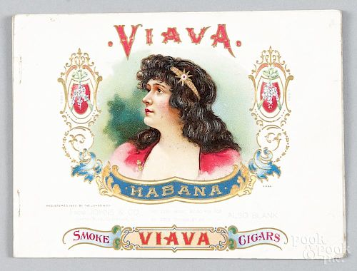 Partial Johns & Co. cigar box sample label book, ca. 1900, to include Viava, Flor de Tarsa
