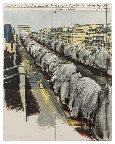Christo and Jeanne-Claude, (Bulgarian, b. 1935), Wrapped Trees, Project for Avenue des Champs Elysees and Rond Point des Champs,