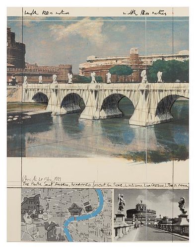 Christo and Jeanne-Claude, (Bulgarian, b. 1935), The Ponte Sant'Angelo, Wrapped, Project for Rome