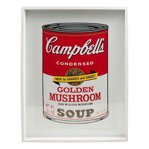 ANDY WARHOL. Campbell's Golden Mushroom Soup. Con sello en la parte posterior. Serigrafía sin número de tiraje.