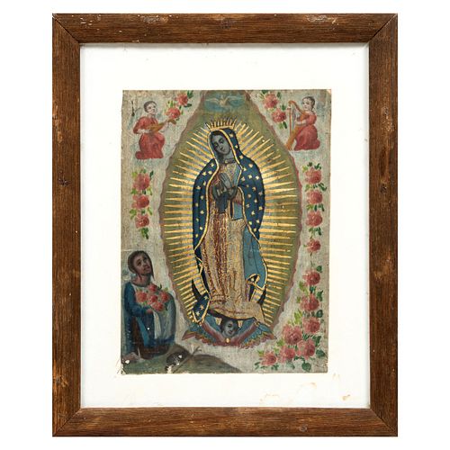 ANÓNIMO Virgen de Guadalupe Principios del SXX. Óleo sobre tela 27 X 19 cm