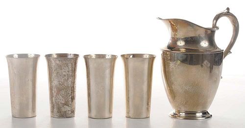 Sterling Water Pitcher and Four