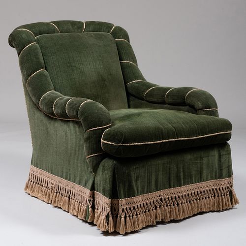 Green Velvet Upholstered Armchair 