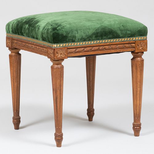 Small Louis XVI Style Stained Beechwood Tabouret, of Recent Manufacture