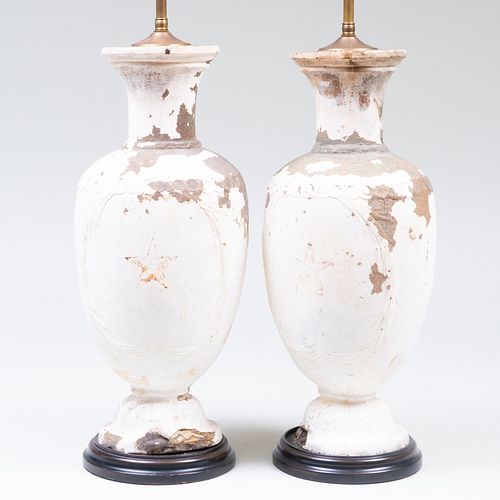 Pair of French Plaster Models of Apothecary Jars Mounted as Lamps