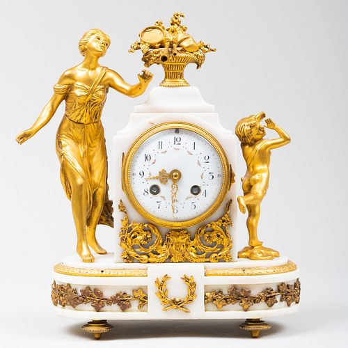 Continental Ormolu and Marble Mantle Clock