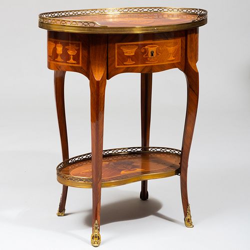Louis XV/XVI Style Brass-Mounted Kingwood and Tulipwood Marquetry Table Ã  Ã‰crire