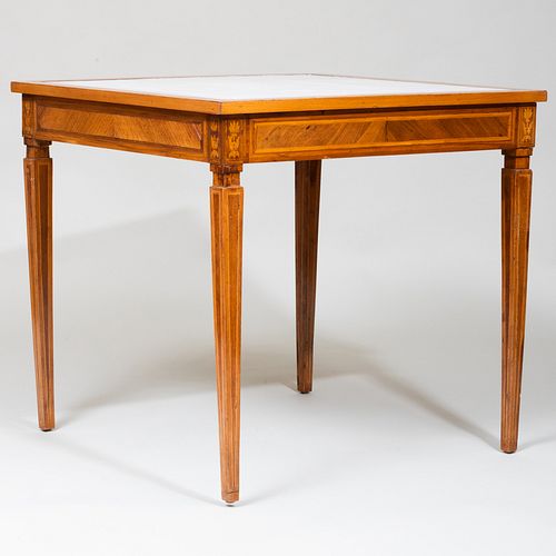 Italian Neoclassical Walnut Marquetry Games Table