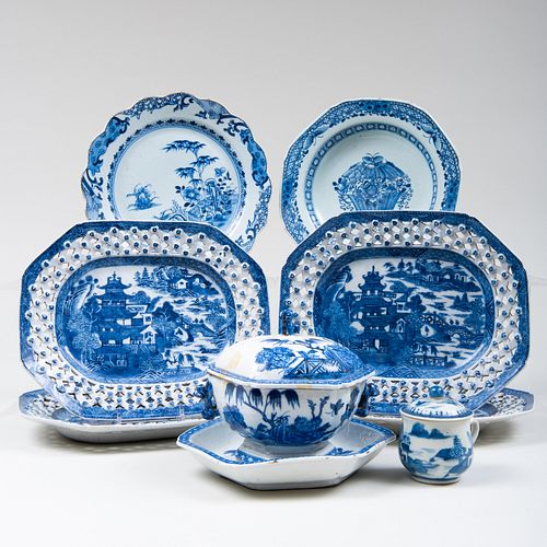 Group of Chinese Export Blue and White Porcelain Tablewares