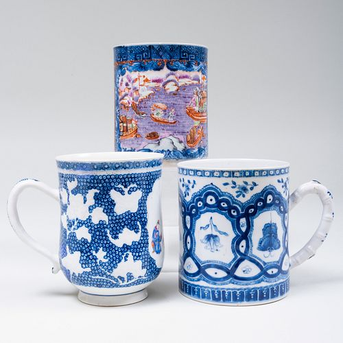 Three Chinese Export Porcelain Mugs