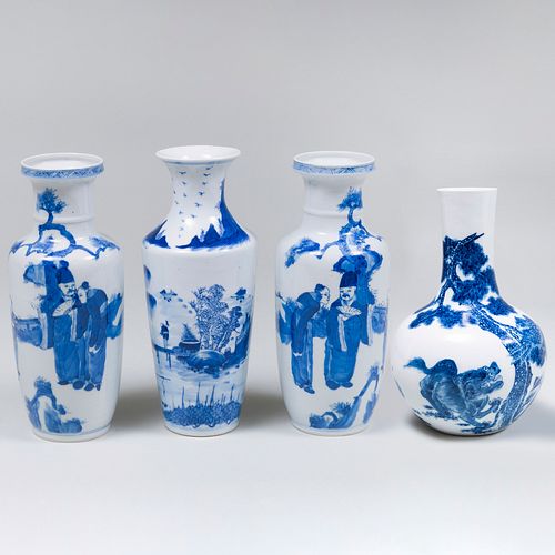 Four Chinese Blue and White Porcelain Vases