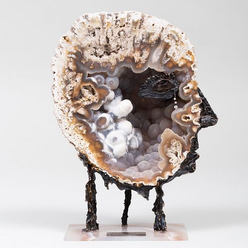 Alex Sailor Geode and Mixed Metal Sculpture
