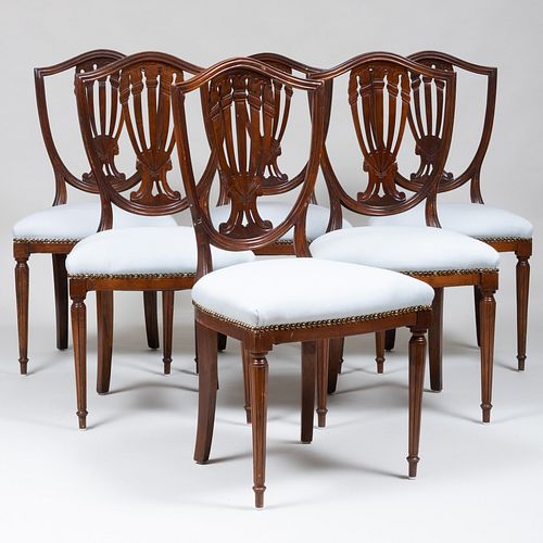 Six George III Style Stained Wood Dining Chairs, of Recent Manufacture