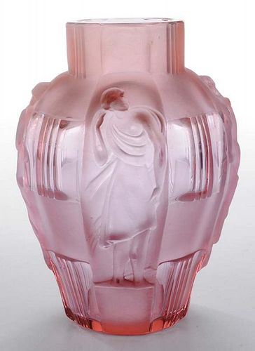 Lalique-Style Glass Vase