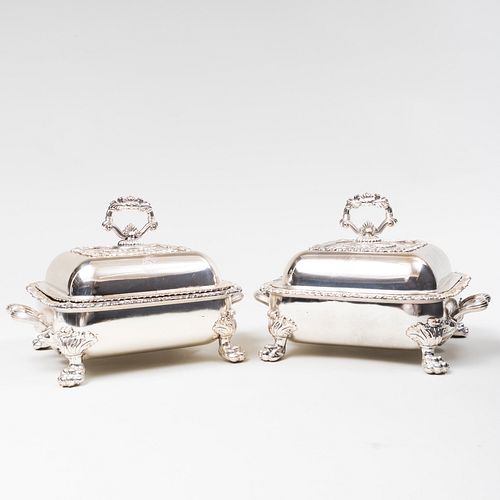 Pair of Silver Plated Crested Entree Warming Dishes