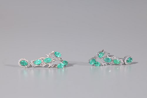 Sterling Silver Beryl & White Sapphire Earrings