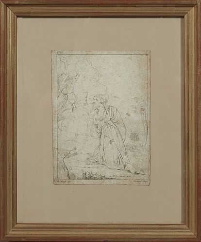 Old Master Style Book Print, After Bartolome Murillo (1617-1682, Spain), "The Agony in the Garden of Gethsemane," engraved by Charles Normand (1765-18