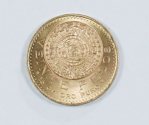 Mexican 20 Pesos Gold Coin, 1959, Wt.- .53 Troy Oz., 16.7 grams. 