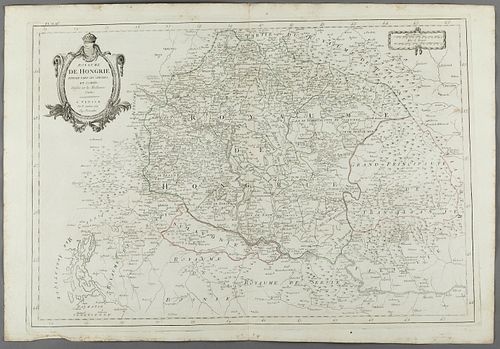 "KINGDOM OF HUNGARY", map belonging to the "Atlas Universel, dressé sur les meilleures cartes modernes", second half of the 18th century. 
Illuminated