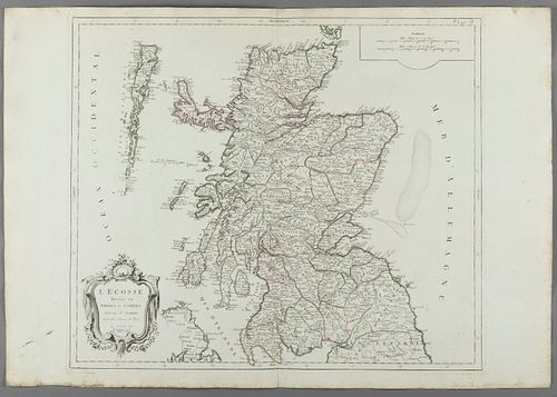 "KINGDOM OF SCOTLAND", map belonging to the "Atlas Universel, dressé sur les meilleures cartes modernes", second half of the 18th century. 
Illuminate