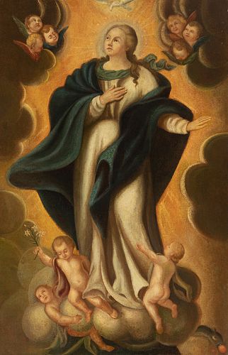 Spanish school; second half of the XVIII century. 
"Immaculate Conception". 
Oil on canvas. Relined.