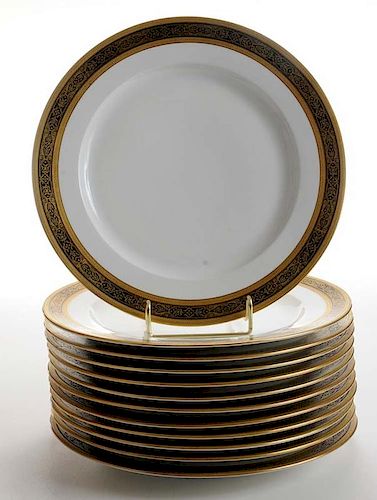 12 French Porcelain Dinner Plates