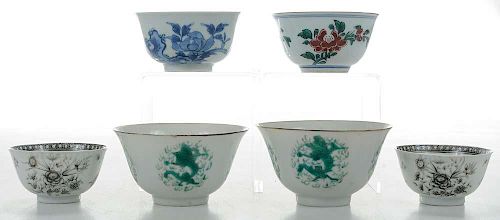 Six Assorted Porcelain Teacups