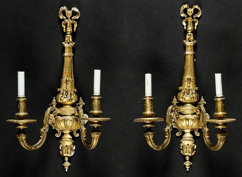 Pair Regency Style Gilt Bronze Sconces