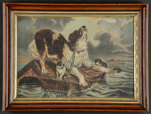 Dramatic Painting of a Dog trapped in a Flood