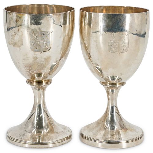 Pair of English Sterling Silver Goblets
