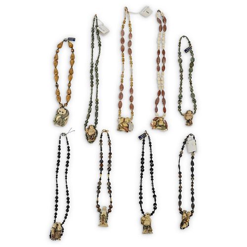 (9 Pc) Paulette Bone, Resin and Semi Precious Stone Necklaces